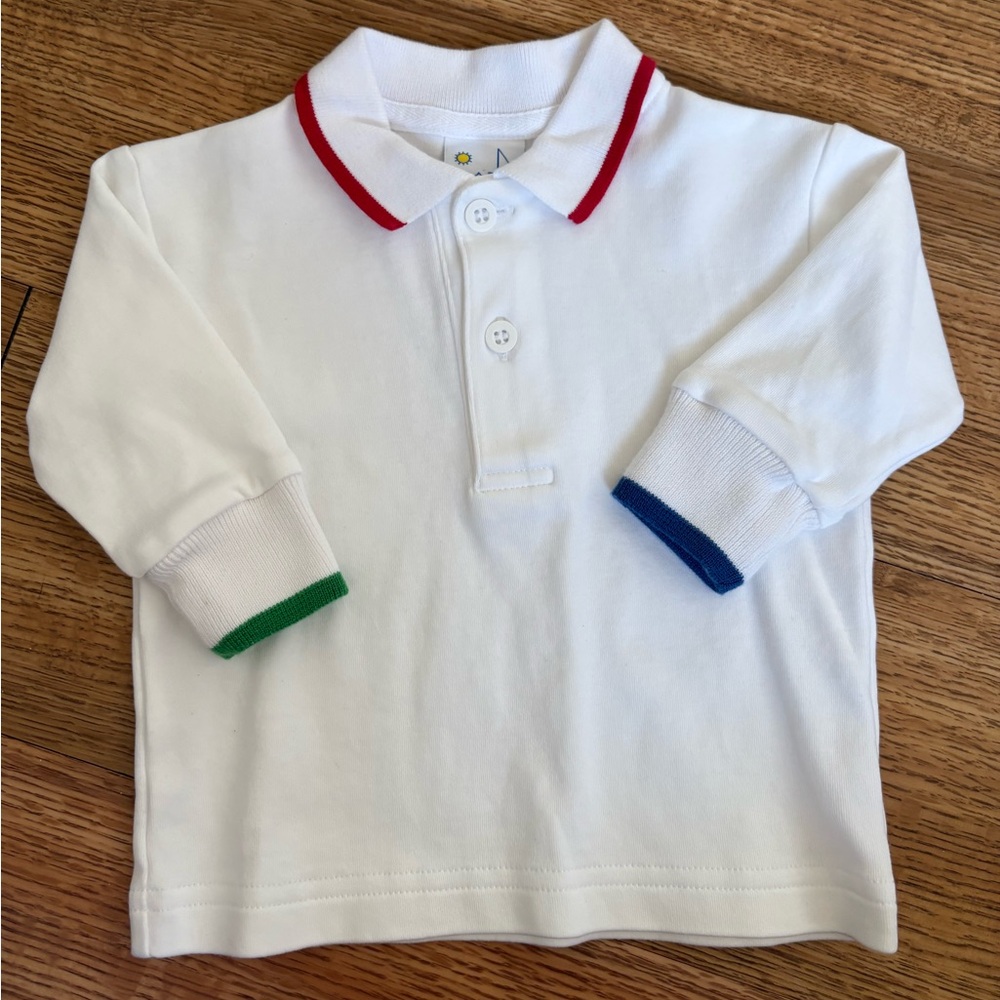 Florence Eisman long sleeve polo with multi color tipping 12 months